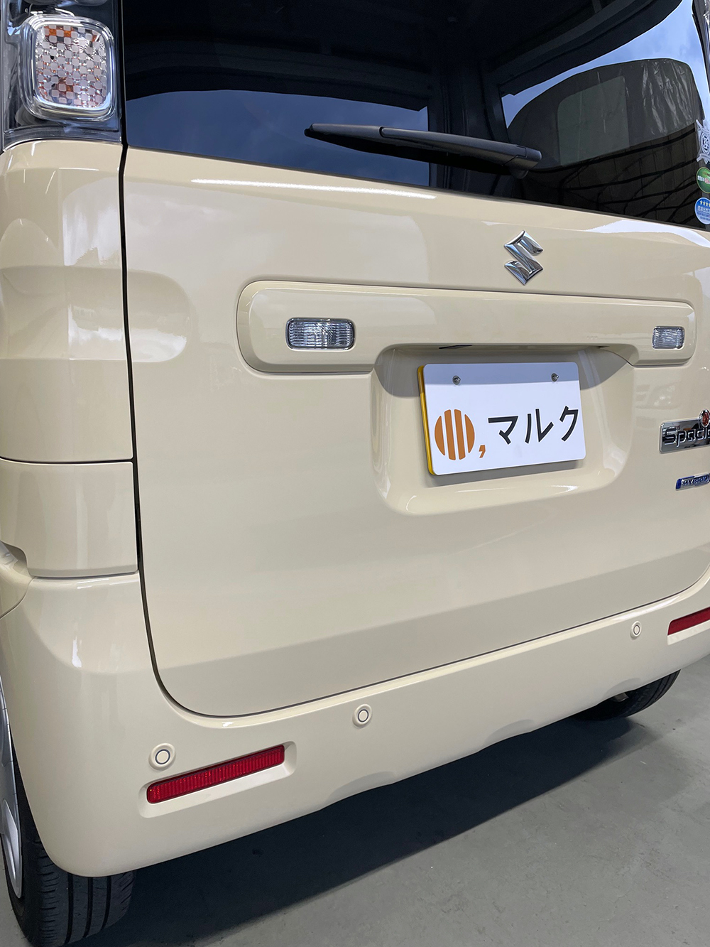 「施工後」スズキ スペーシアのリヤドア・リヤバンパーの修理（吉野郡大淀町のお客様）